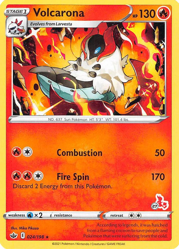 Volcarona - 024/198 (#27 Cinderace Stamped)
