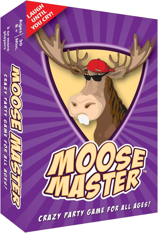Box of 'Moose Master' game with a purple background and moose graphic.