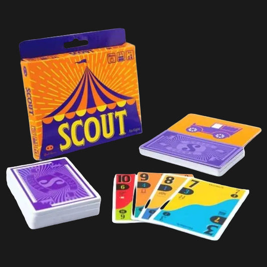 Scout card game packaging with cards