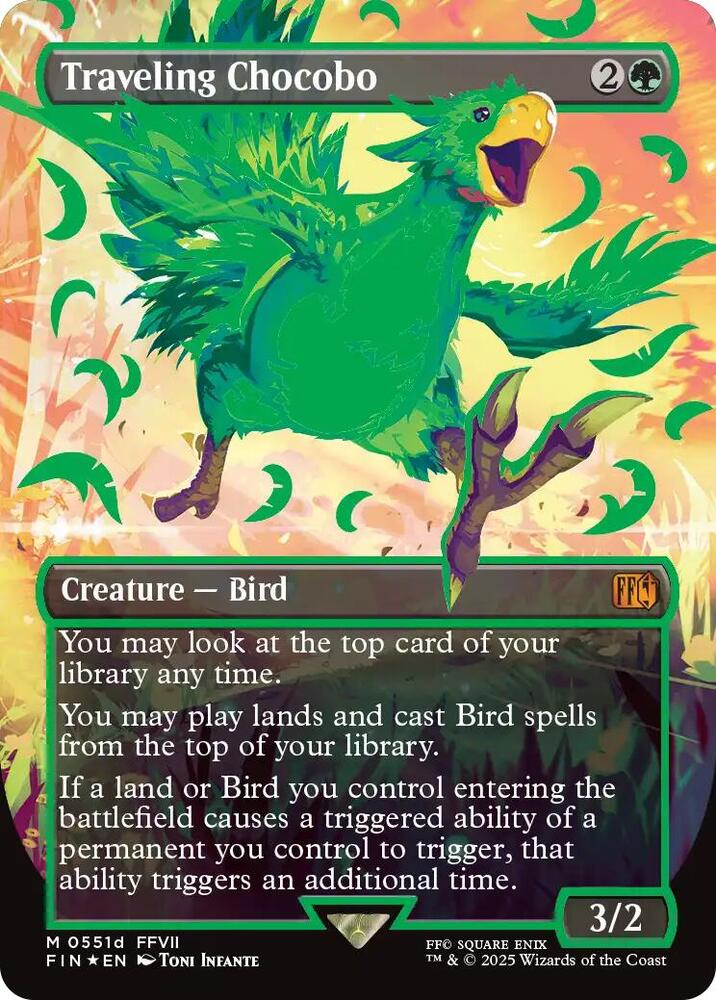 Traveling Chocobo (Borderless) (Neon Ink Green)