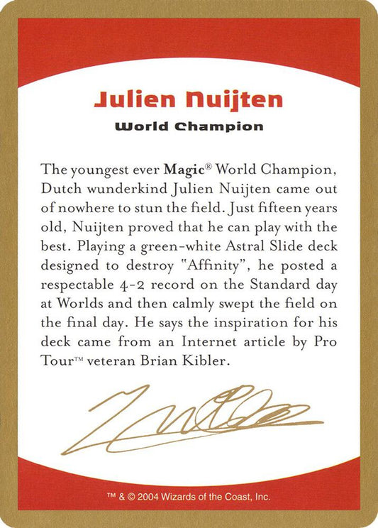 2004 Julien Nuijten Biography Card