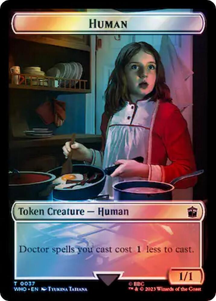 Human (0037) // Dinosaur Double-Sided Token (Surge Foil)