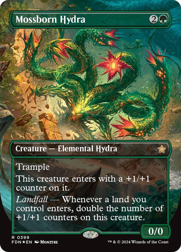 Mossborn Hydra (Borderless) (Mana Foil)