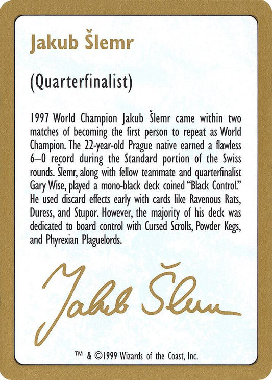 1999 Jakub Slemr Biography Card