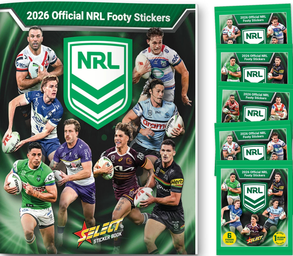 Select 2026 Official NRL Sticker Book + 5 Packs