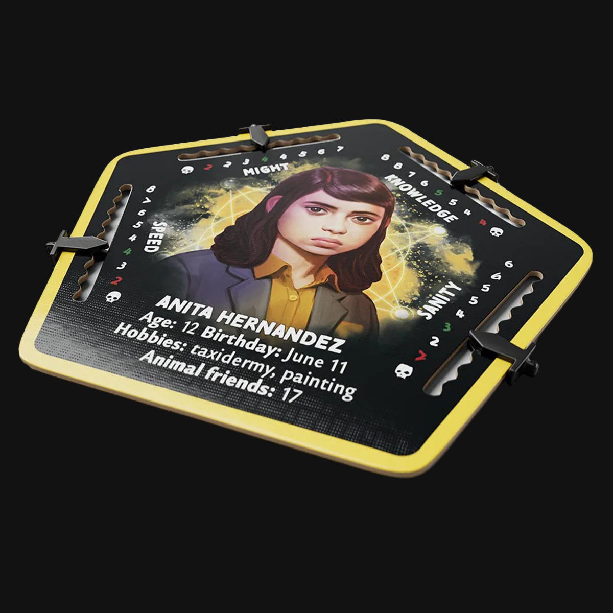 Character card with a portrait of Anita Hernandez