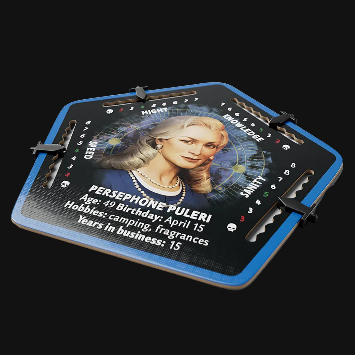 Cardboard cutout with Persephone Puleri's profile