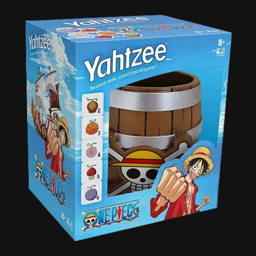 Yahtzee game box featuring One Piece characters
