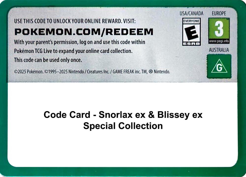 Code Card - Snorlax ex & Blissey ex Special Collection